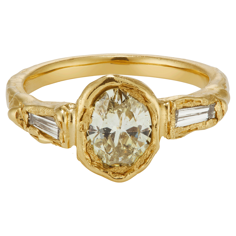 Armach 2.2ct Lemon Three Stone Diamond Organic Engagement Ring
