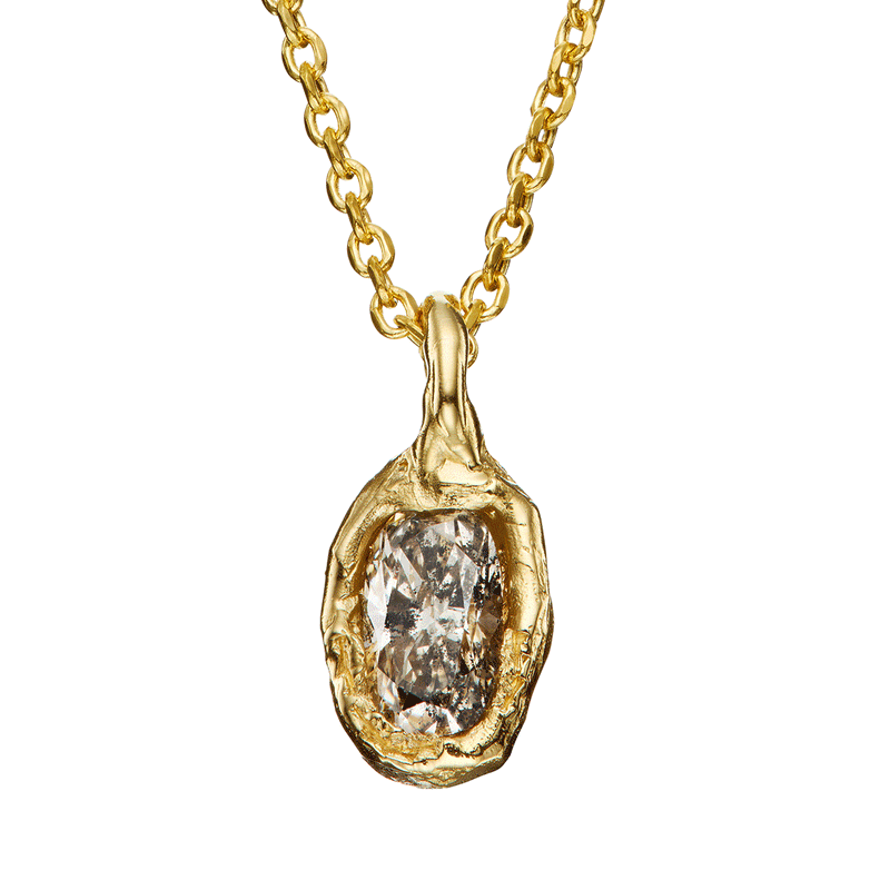 Armach 1.6ct Salt & Pepper Diamond Nugget Pendant Necklace