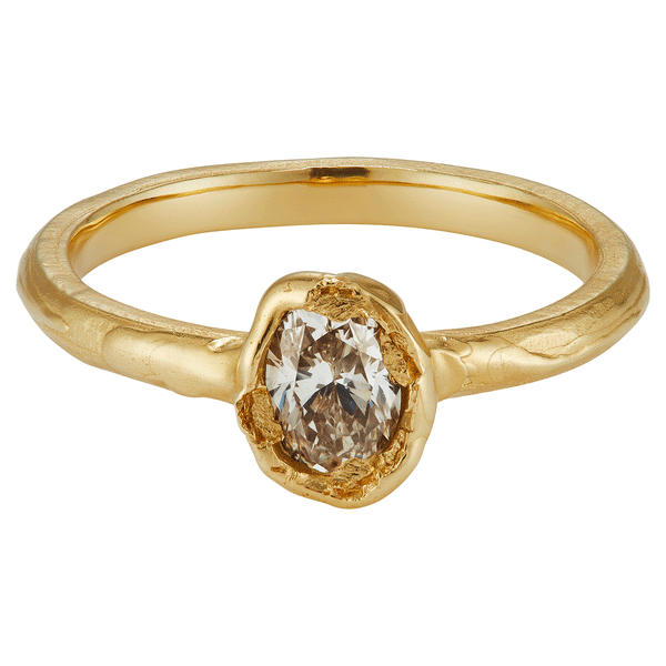 X 0.8ct Oval Champagne Diamond Organic Engagement Ring