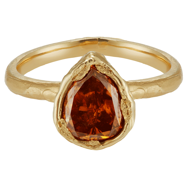 2ct Fancy Orange Pear Diamond Organic Engagement Ring