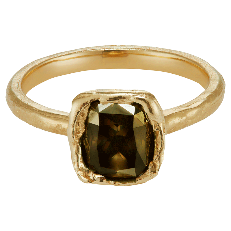 X 1.2ct Soft Green Diamond Organic Engagement Ring