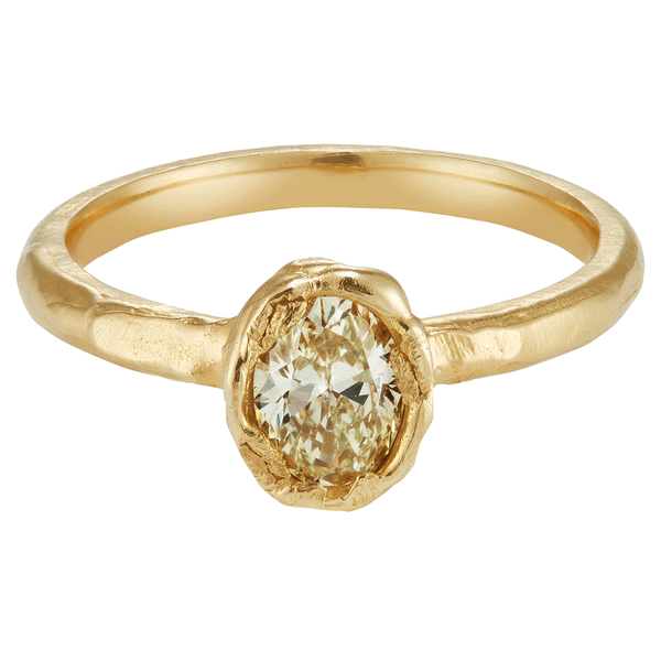 X 1ct Fancy Lemon Oval Diamond Organic Engagement Ring