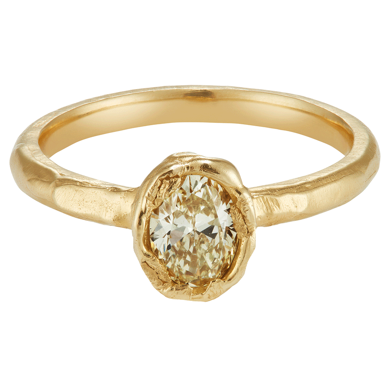 X 1ct Fancy Lemon Oval Diamond Organic Engagement Ring