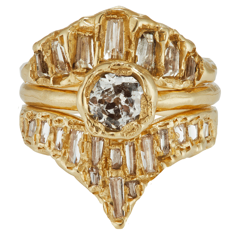 X 1ct Old Cut Diamond Organic Engagement Ring