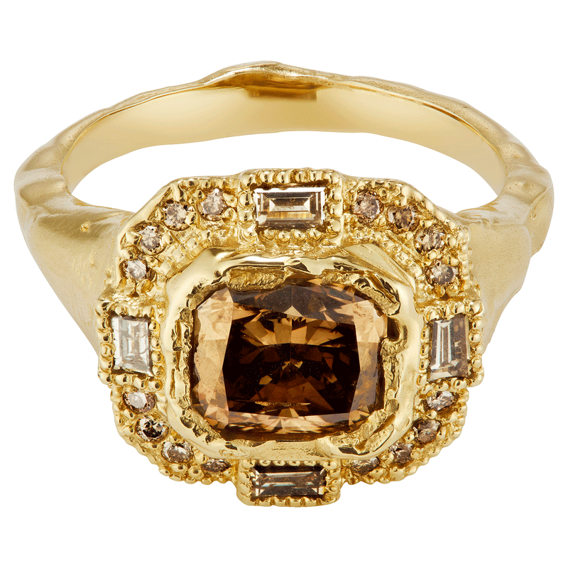 Armach Cushion Chocolate Diamond Cocktail Ring