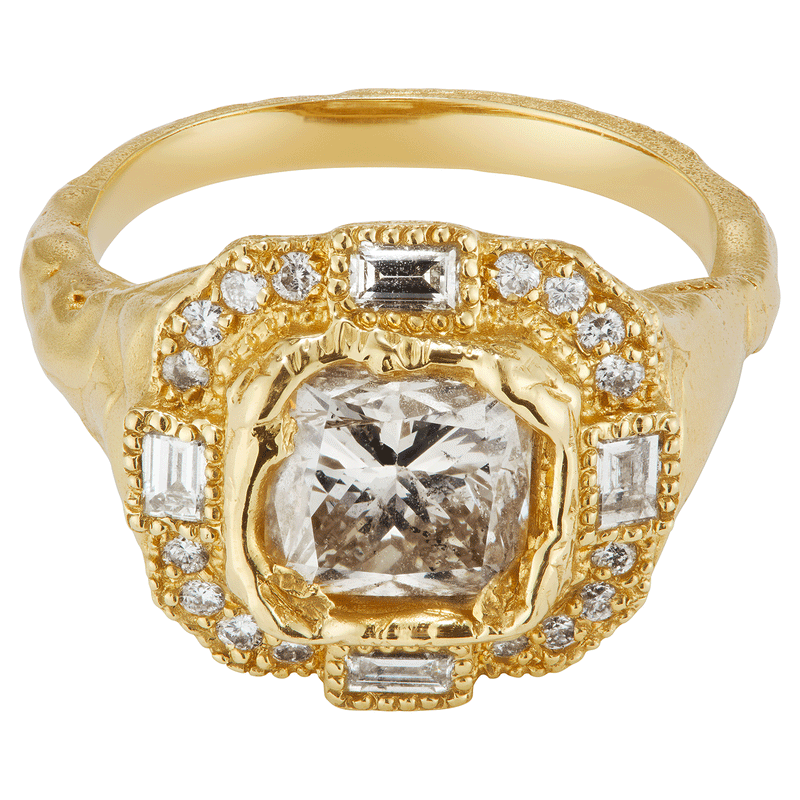 Armach Cushion Icy White Diamond Cocktail Ring