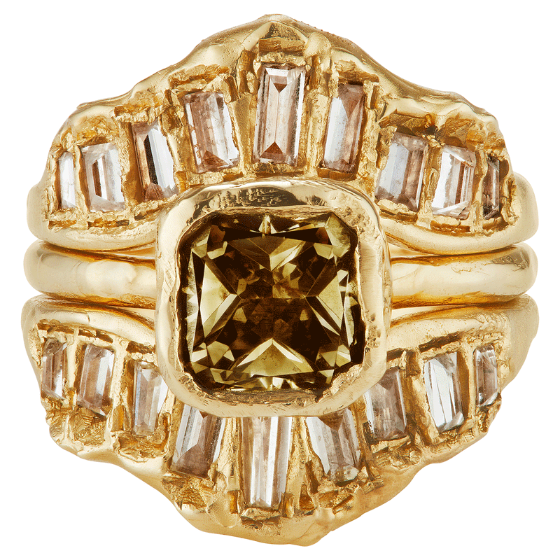 LX Lemon Diamond V Shape Scatter Ring