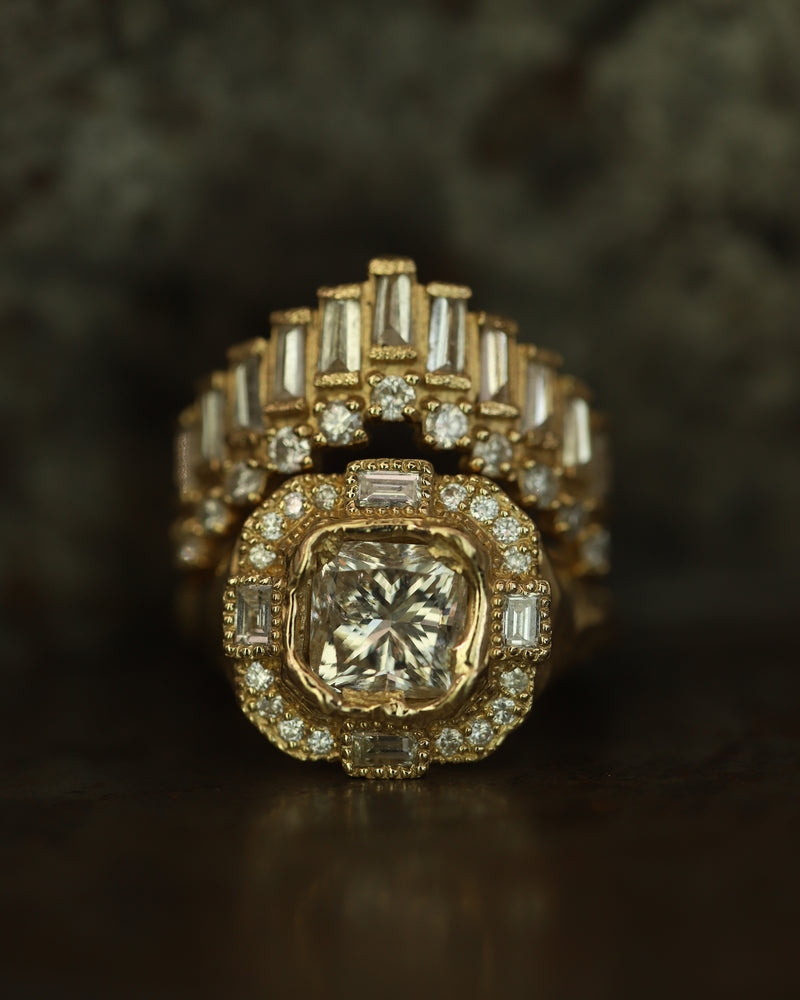 Armach Cushion Icy White Diamond Cocktail Ring
