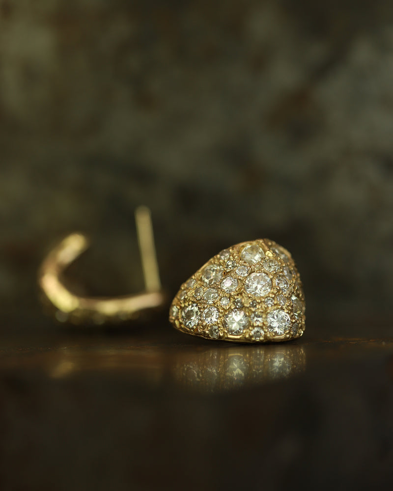 X Old Cut Diamond Wide Huggie Hoop Earrings