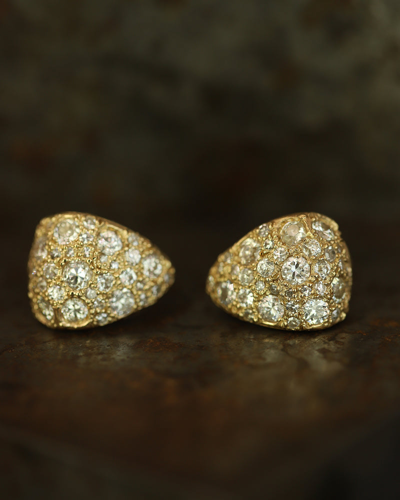 X Old Cut Diamond Wide Huggie Hoop Earrings