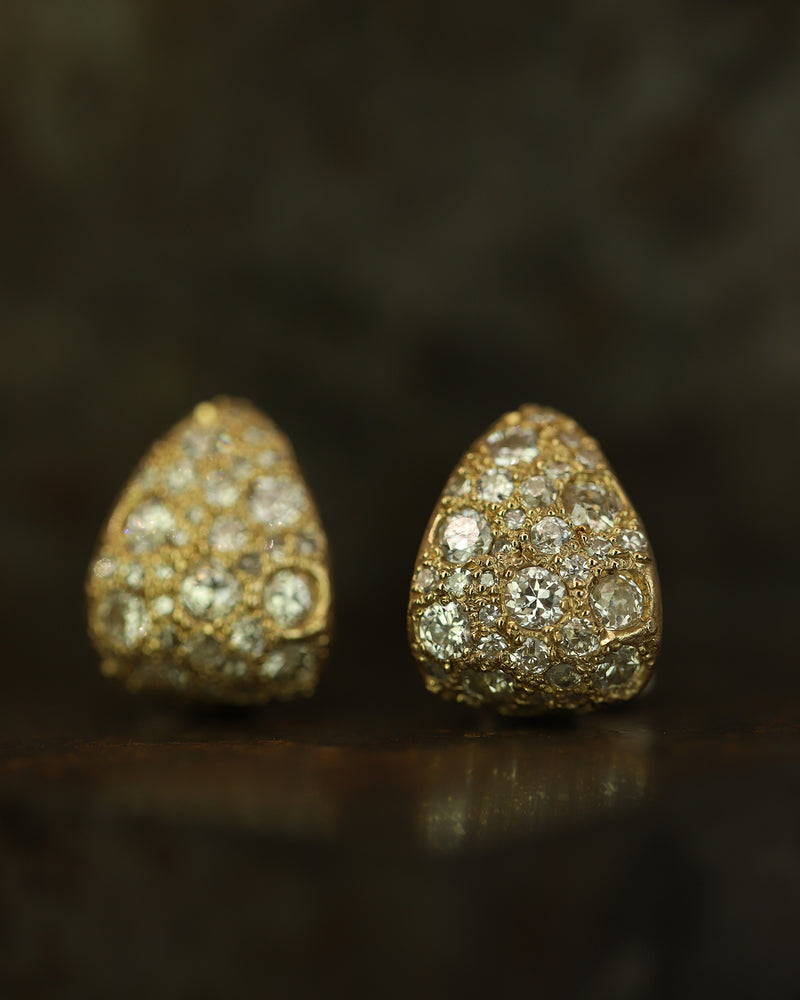 X Old Cut Diamond Wide Huggie Hoop Earrings