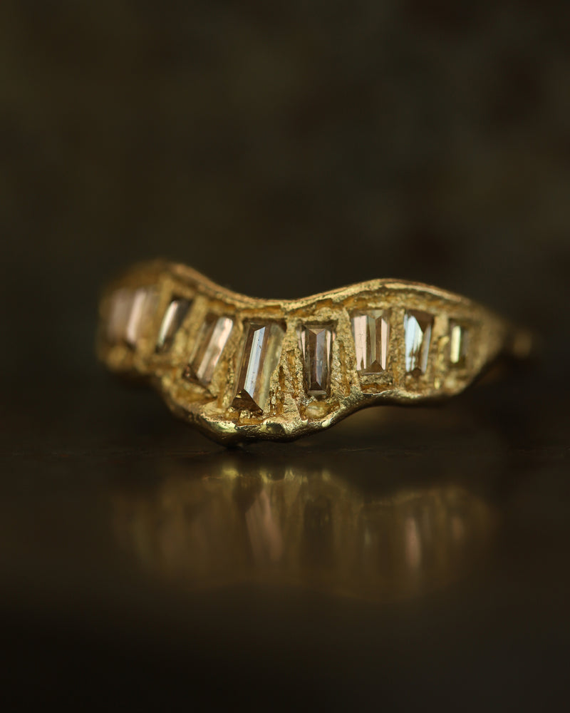 LX Chocolate Baguette Diamond V Shape Scatter Ring