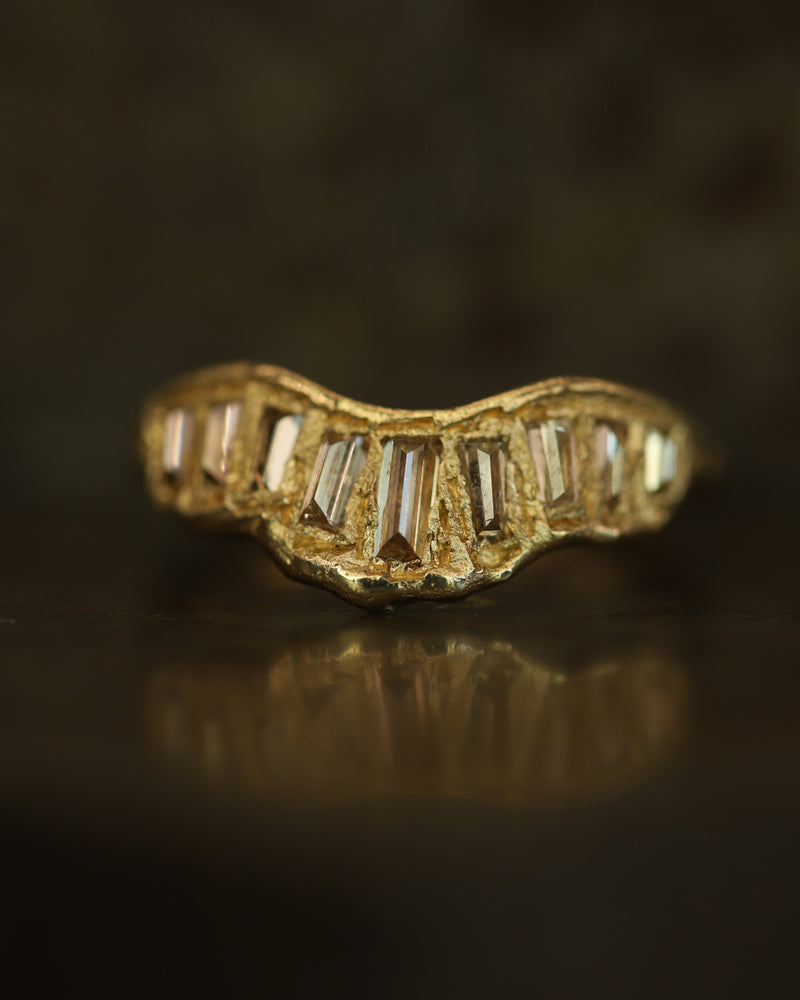 LX Chocolate Baguette Diamond V Shape Scatter Ring