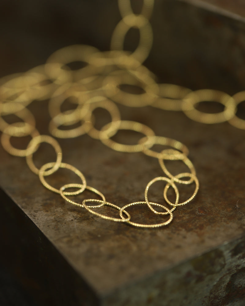 I Slim Textured Gold Link Chain Necklace