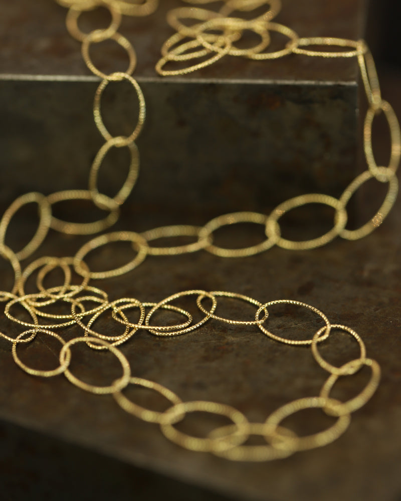 I Slim Textured Gold Link Chain Necklace