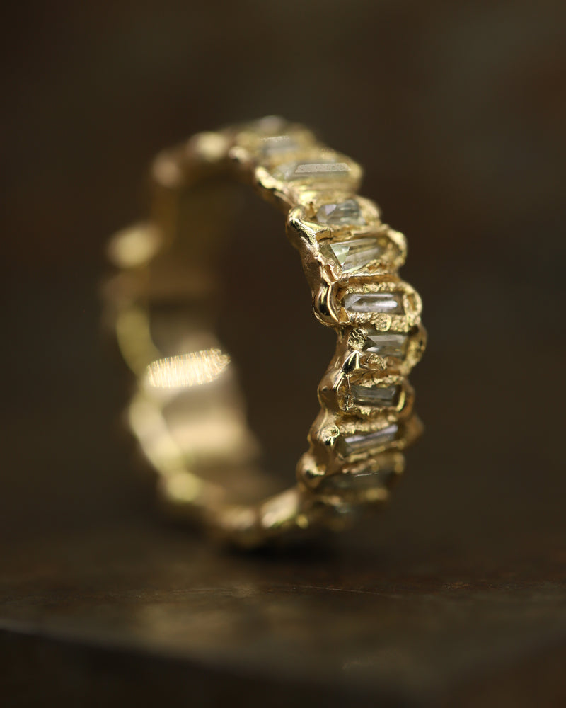 X Molten Lemon Baguette Diamond Eternity Scatter Ring