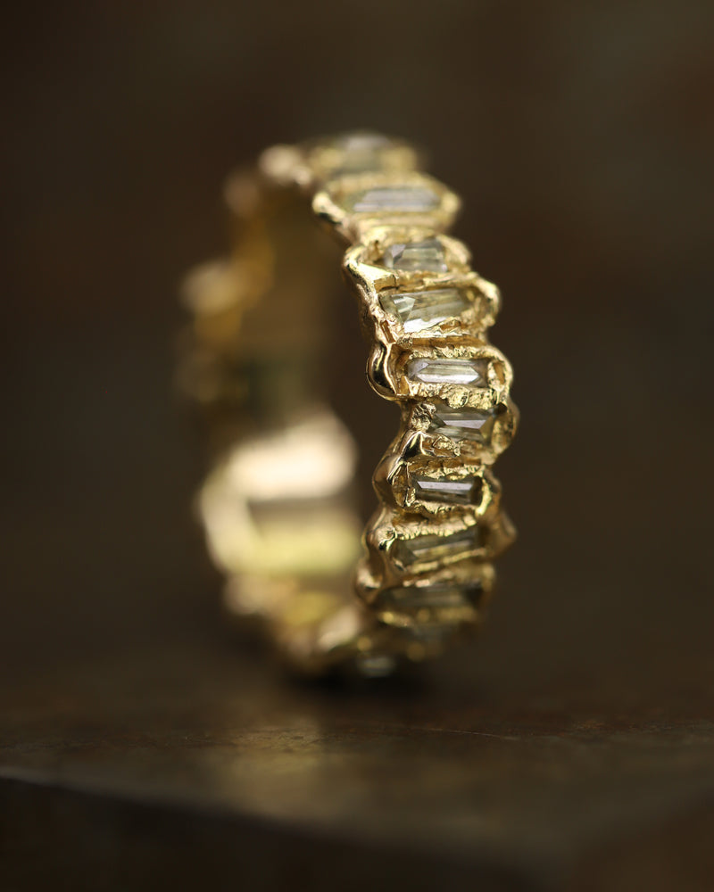 X Molten Lemon Baguette Diamond Eternity Scatter Ring
