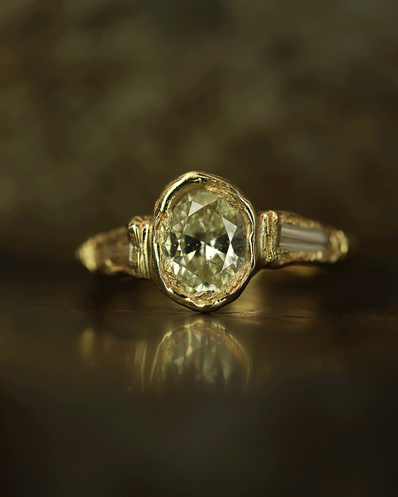 Armach 2.2ct Lemon Three Stone Diamond Organic Engagement Ring