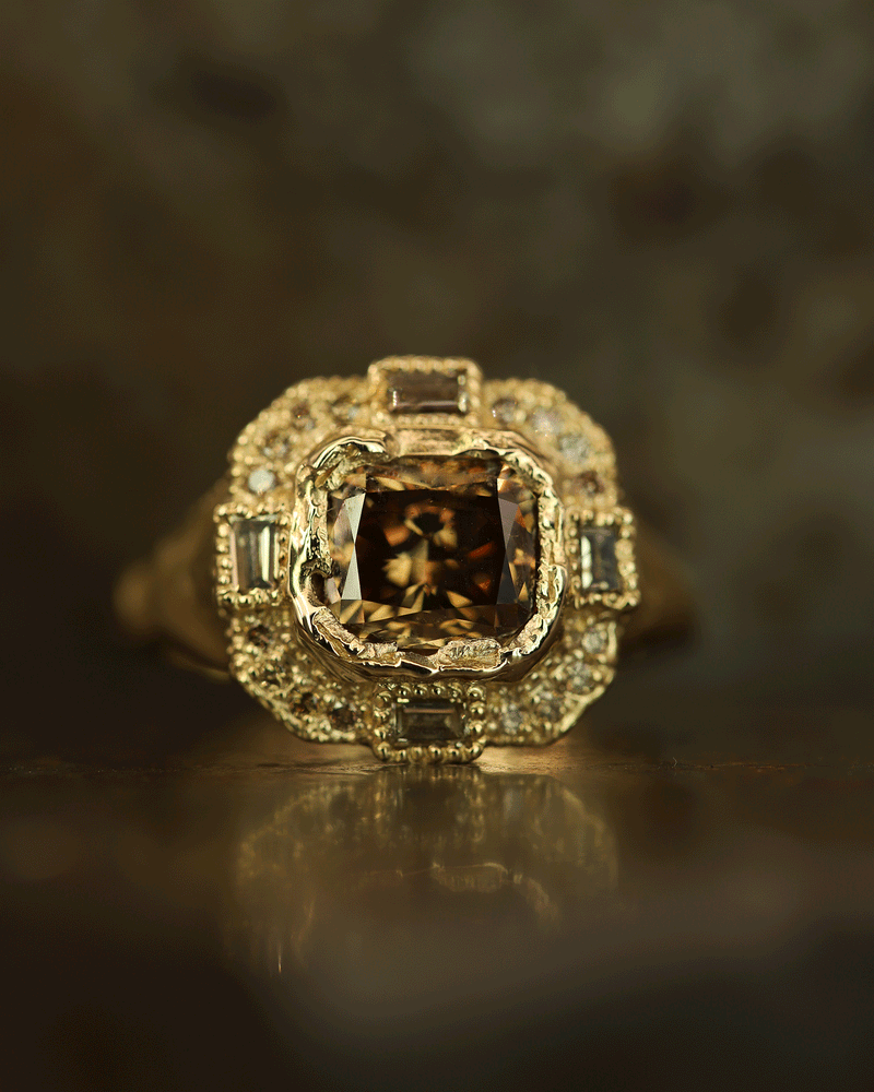 Armach Cushion Chocolate Diamond Cocktail Ring