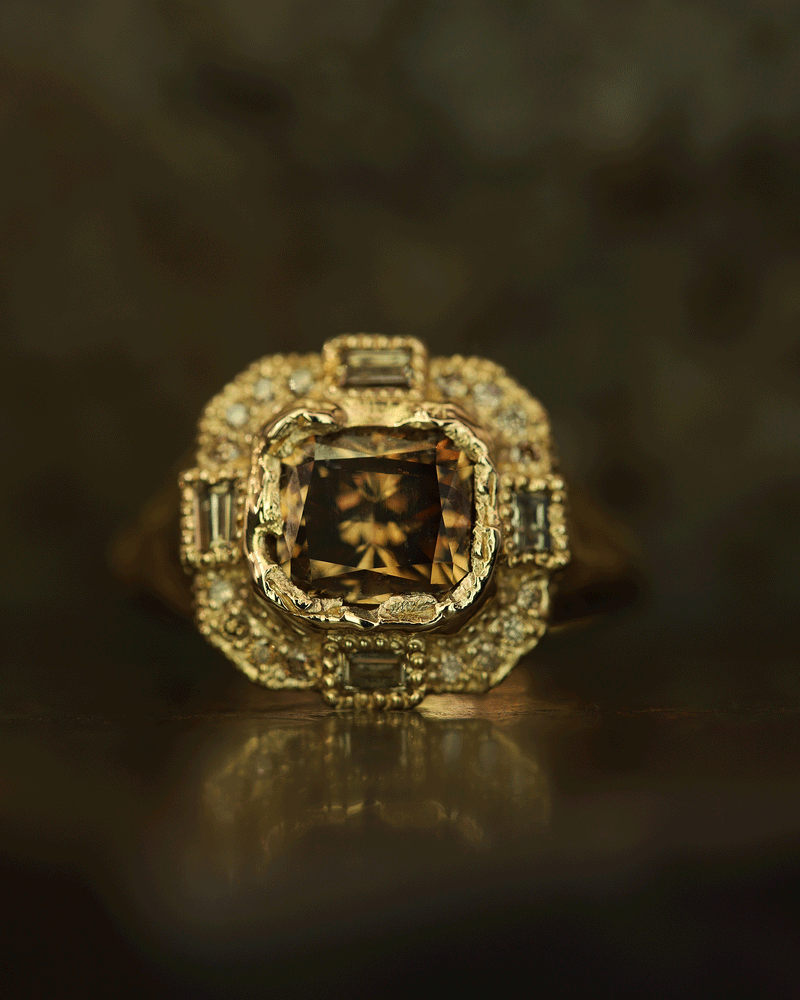 Armach Cushion Chocolate Diamond Cocktail Ring
