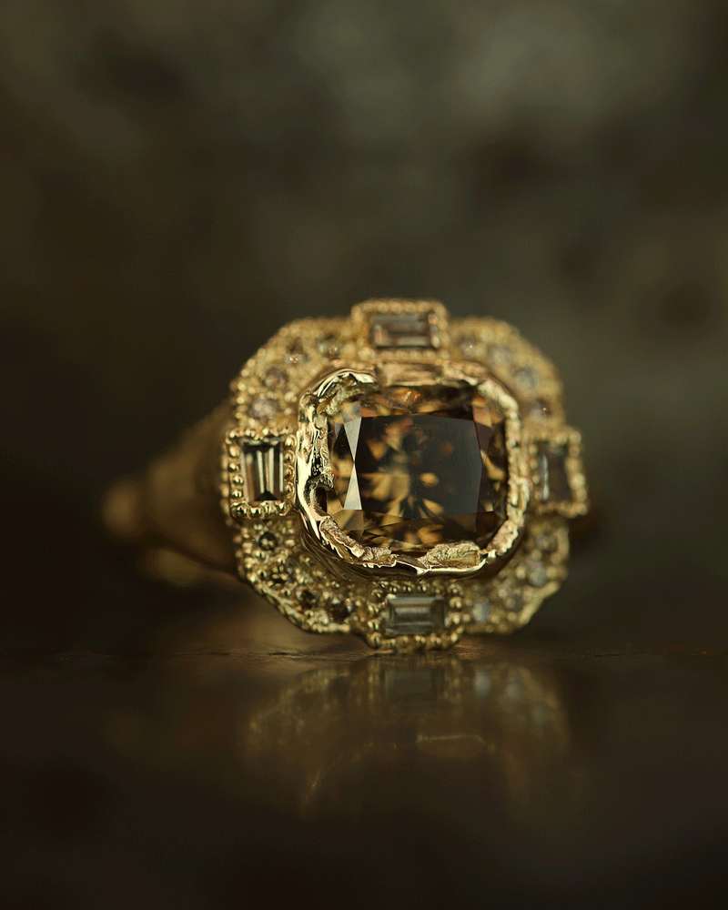 Armach Cushion Chocolate Diamond Cocktail Ring