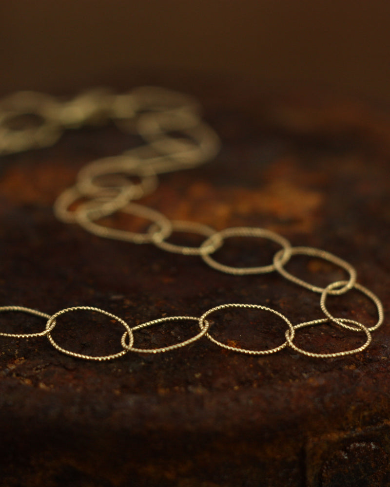 I Slim Textured Gold Link Chain Bracelet