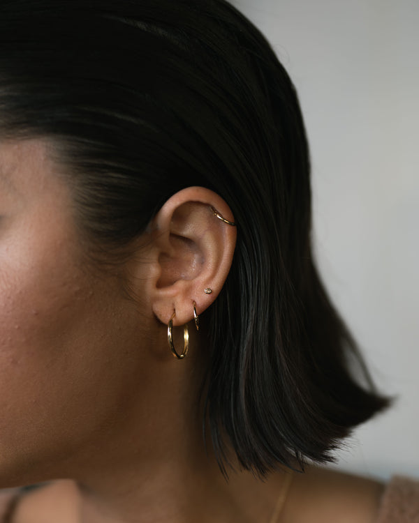 LI Hammered Clicker Hoop Earrings