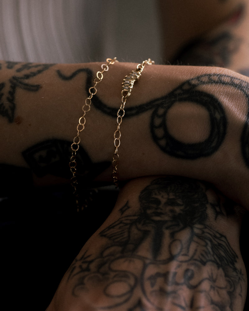 LI Small Forged Gold Link Chain Bracelet