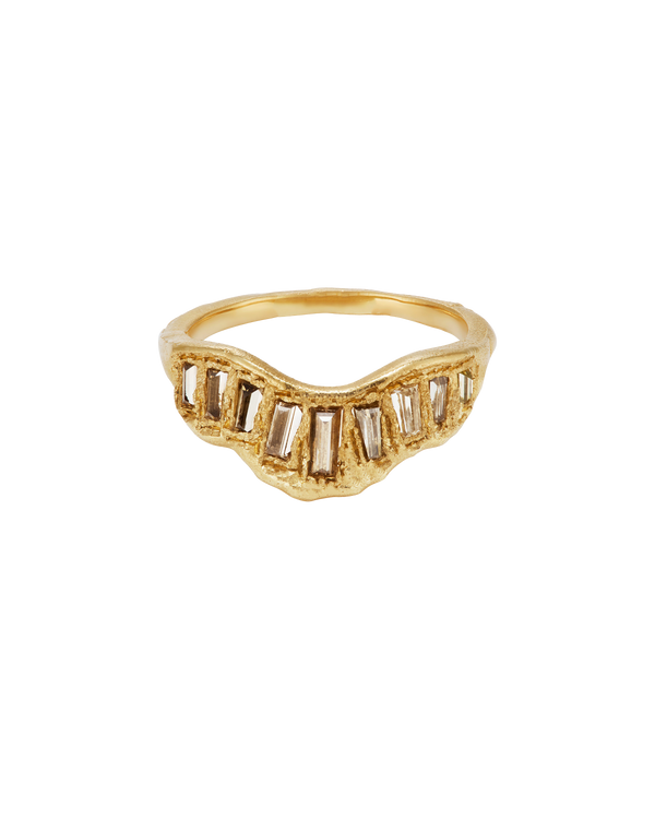 LX Chocolate Baguette Diamond V Shape Scatter Ring