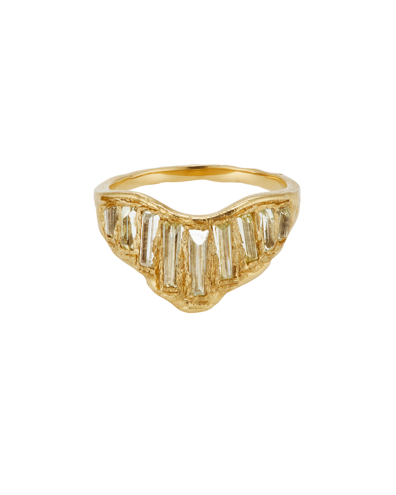 LX Lemon Baguette Diamond Extra Large V Shape Scatter Ring