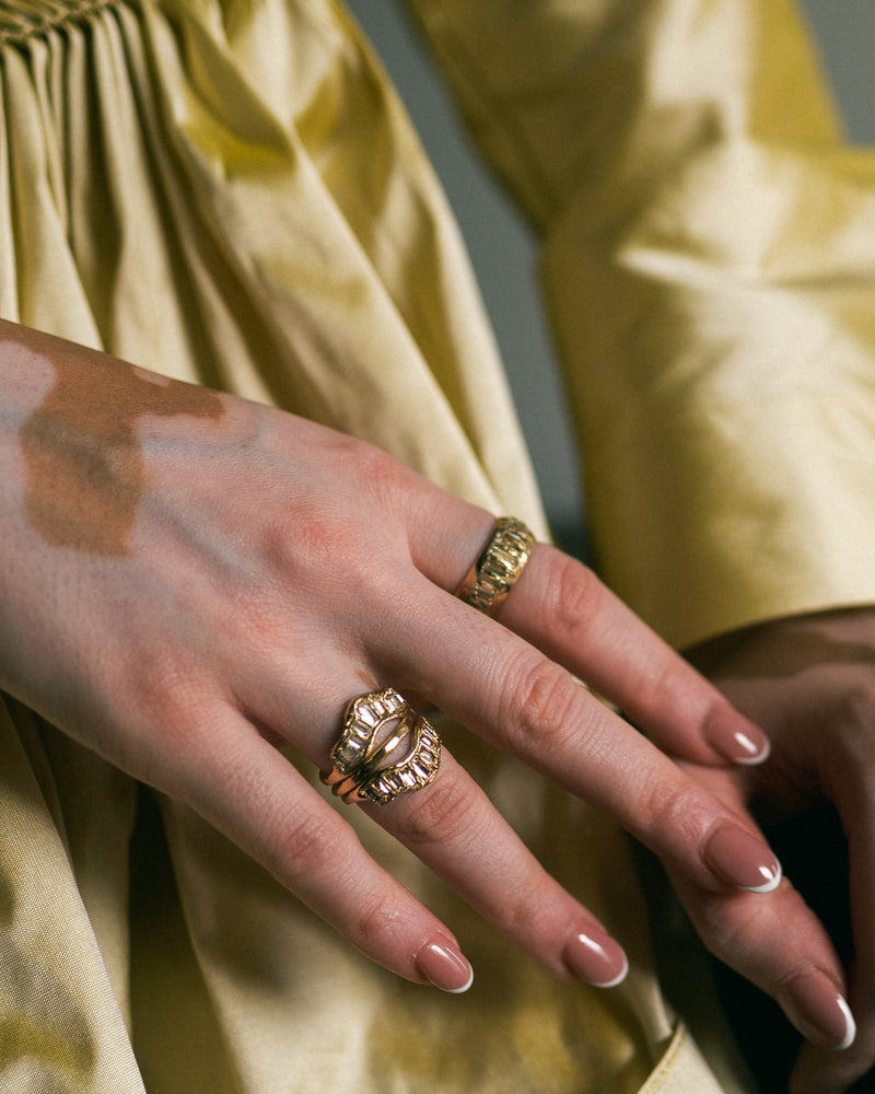 LX Lemon Baguette Diamond V Shape Scatter Ring
