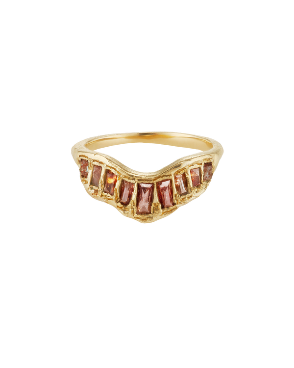 LXI OOAK Soft Red Baguette Diamond V Shape Scatter Ring
