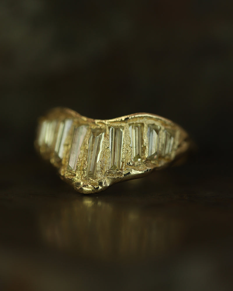 LX Lemon Baguette Diamond Extra Large V Shape Scatter Ring