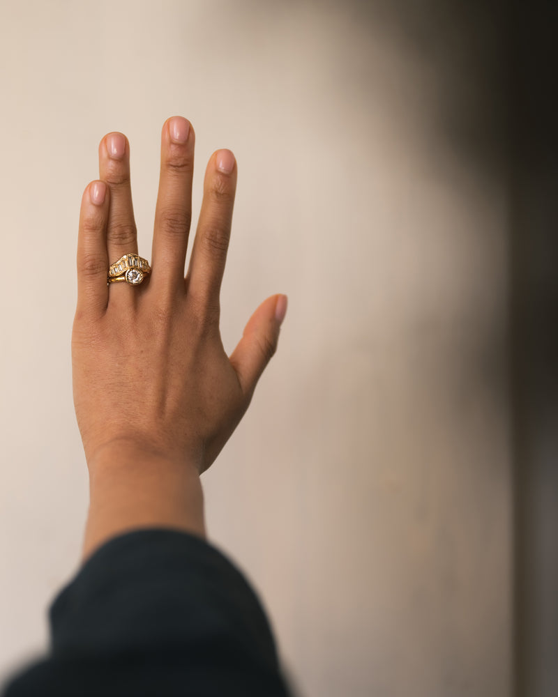 LX Soft White Diamond V Shape Scatter Ring