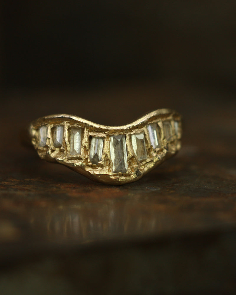 LX Soft White Diamond V Shape Scatter Ring