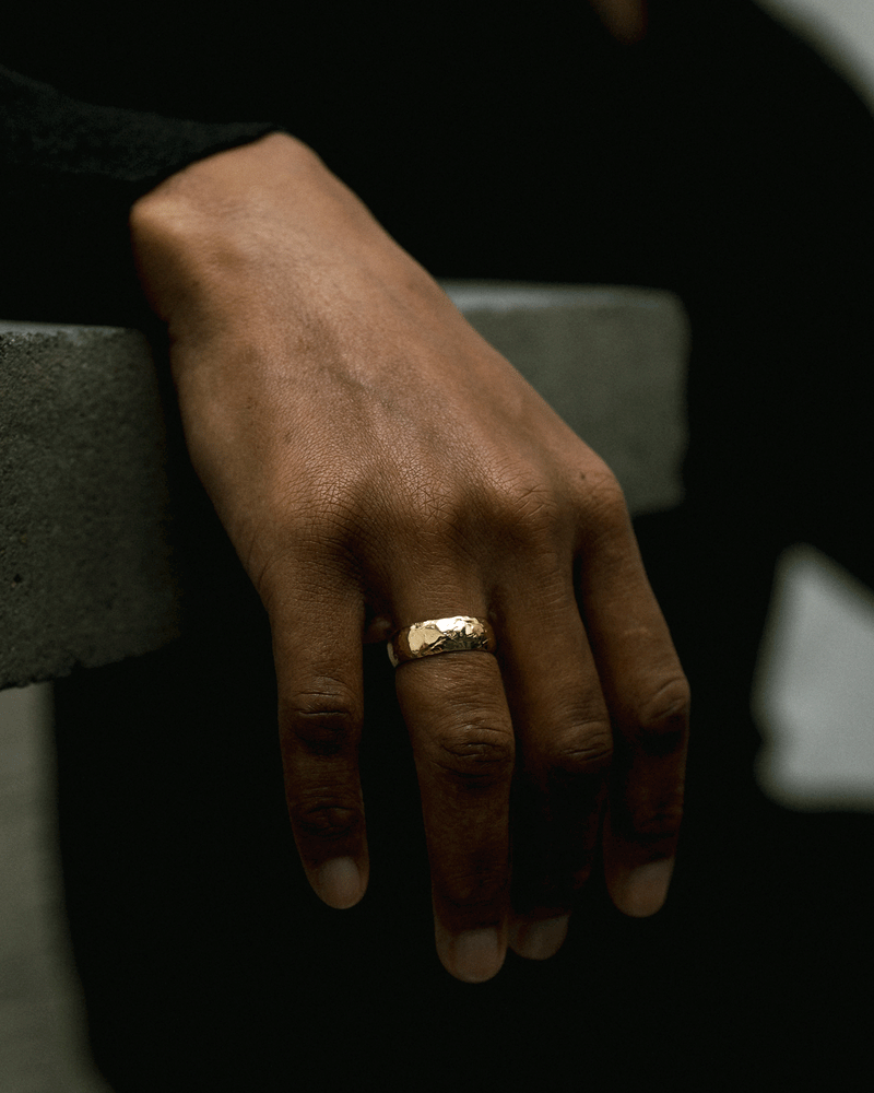 LXV 8mm Gold D Shape Wedding Band