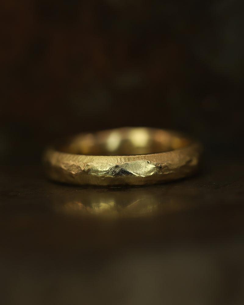 LXV 4mm Gold Molten D Shape Wedding Band