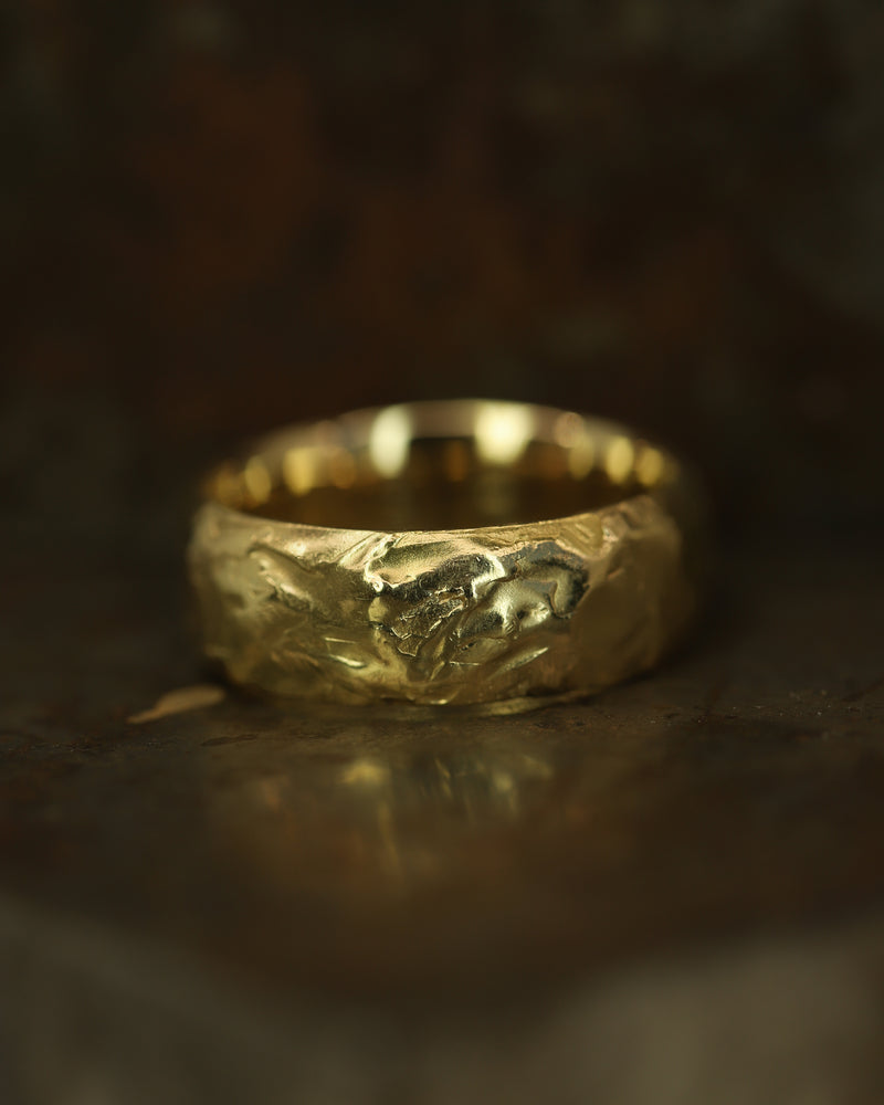 LXV 8mm Gold D Shape Wedding Band