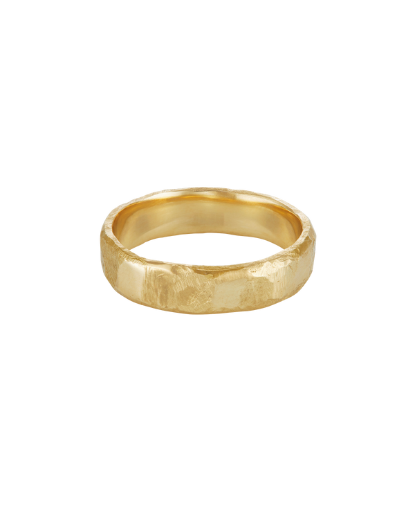 LXVI 5mm Gold Hammered D Shape Wedding Band