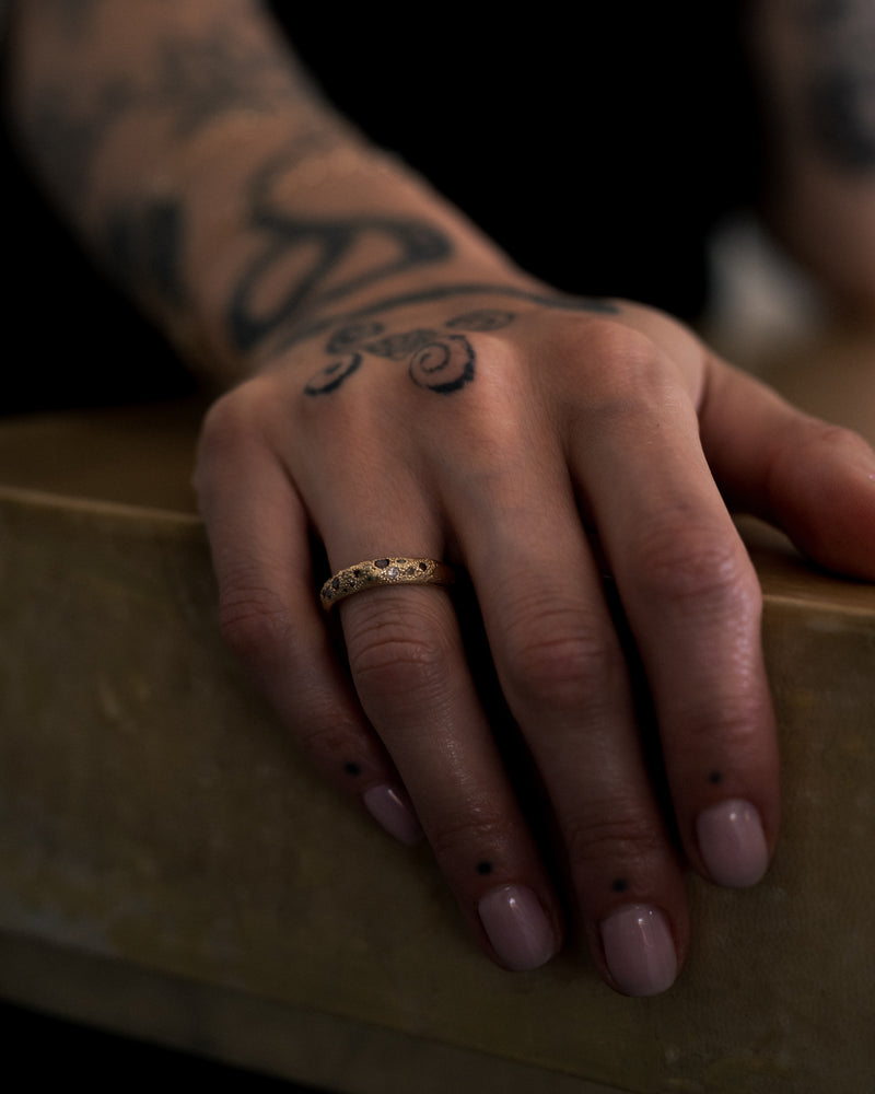 LXXVIII 4mm Cognac & Champagne Diamond Scatter Ring