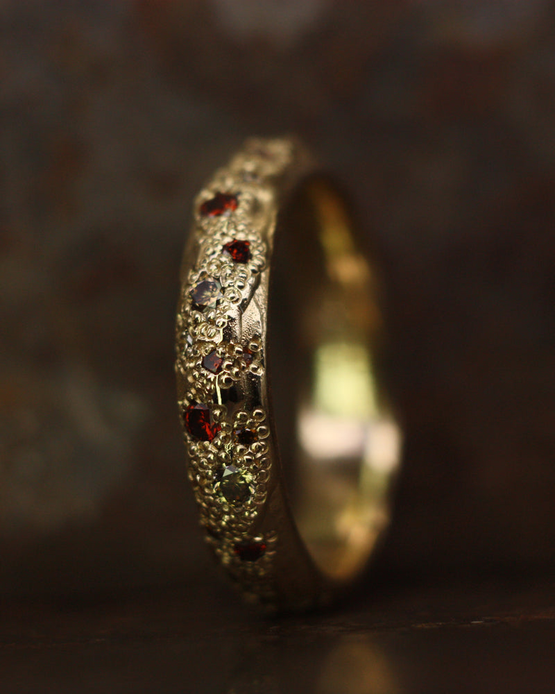 LXXVIII 4mm Cognac & Champagne Diamond Scatter Ring
