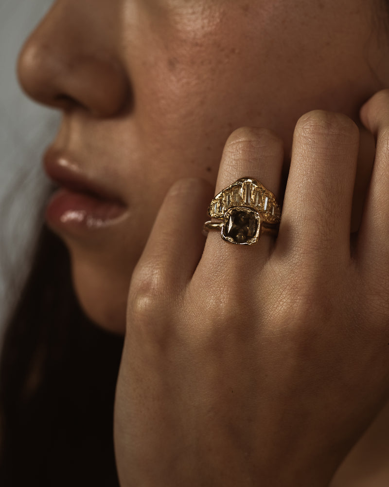 LX Lemon Baguette Diamond Extra Large V Shape Scatter Ring