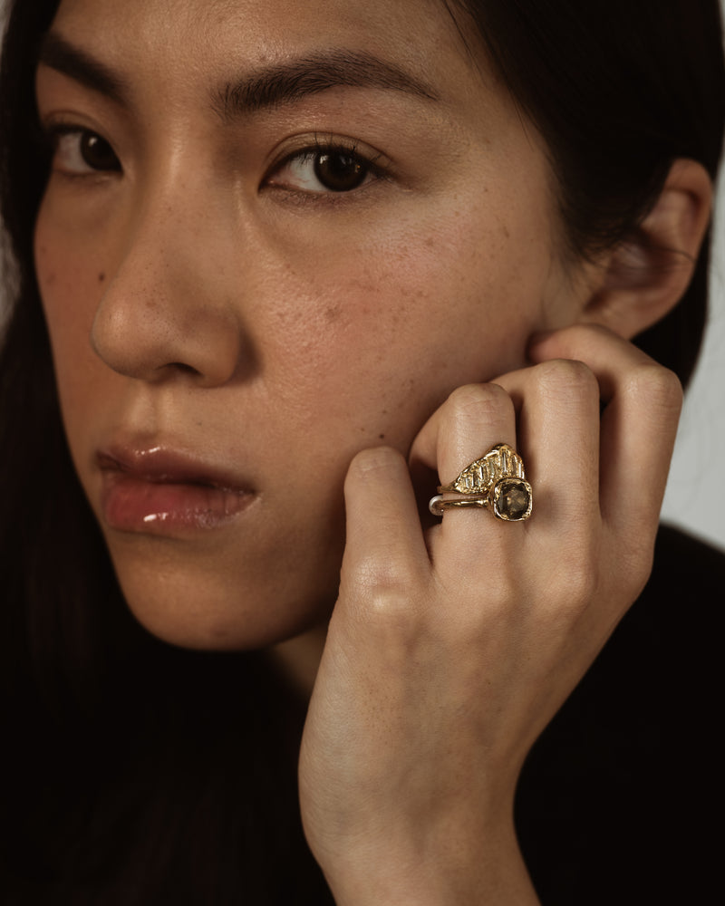 LX Lemon Baguette Diamond Extra Large V Shape Scatter Ring