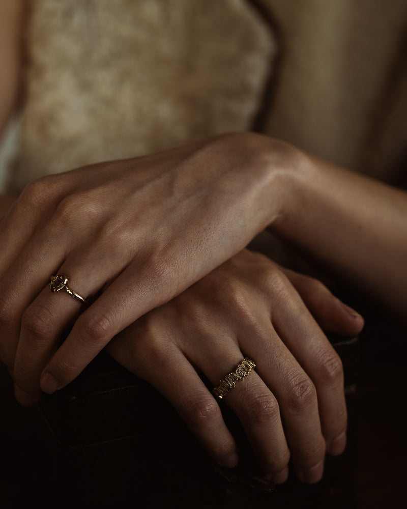 X Molten Champagne Baguette Diamond Eternity Scatter Ring