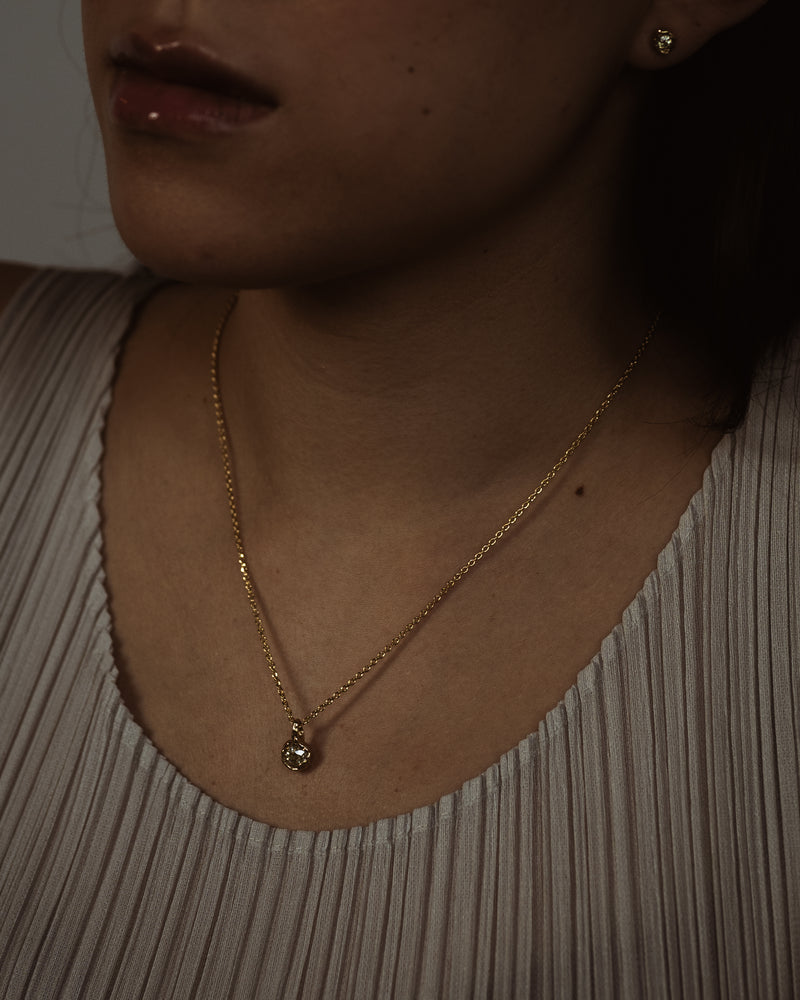 IV 1ct Old Cut Diamond Nugget Pendant Necklace