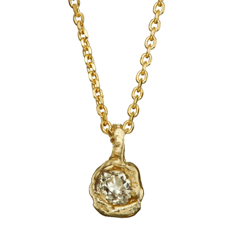 VII 0.55ct Old Cut Diamond Nugget Pendant Necklace
