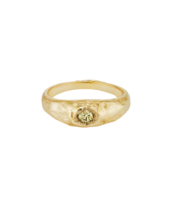 X 0.5ct Old Cut Yellow Diamond Engagement Signet Ring