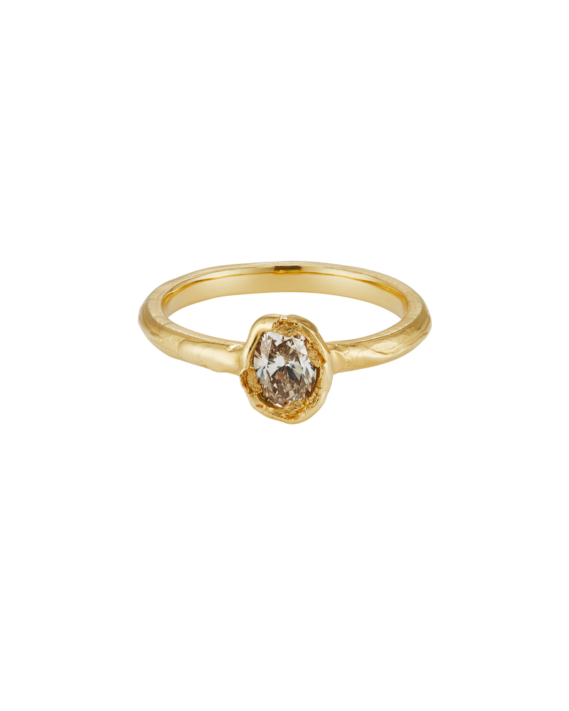 X 0.8ct Oval Champagne Diamond Organic Engagement Ring