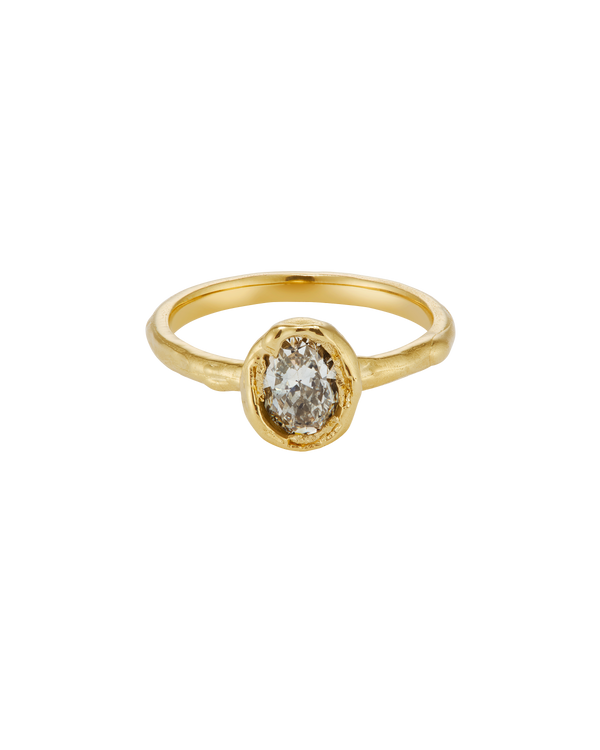 X 1ct Light Salt & Pepper Oval Diamond Organic Engagement Ring