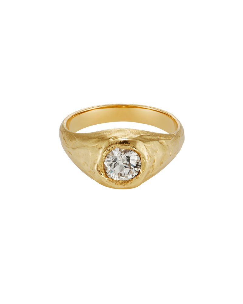 X 1ct Old Cut Diamond Engagement Signet Ring